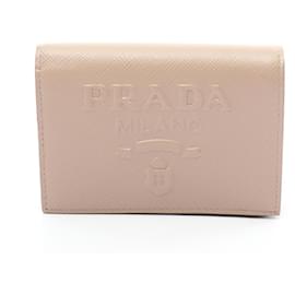 Prada-Carteira bi-fold em couro Saffiano Prada-Rosa