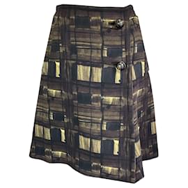 Prada-Prada Olive Green / Brown Printed Wool Skirt-Green