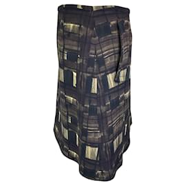 Prada-Prada Olive Green / Brown Printed Wool Skirt-Green