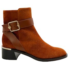 Jimmy Choo-Jimmy Choo Dark Tan Suede Clarice 45 Boots-Brown