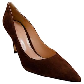 Gianvito Rossi-Gianvito Rossi Brown Suede Gianvito 85 Pumps-Brown