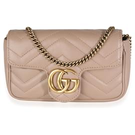 Gucci-Sac Gucci Marmont Super Mini GG en cuir de veau matelassé porcelaine rose-Beige