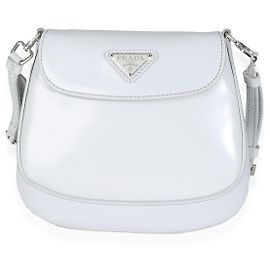 Prada Mini Cleo en cuir brossé bleu de maïs Marron