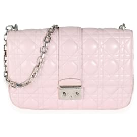 Christian Dior-Christian Dior Pink Lambskin Cannage Medium Miss Dior Flap Bag-Pink