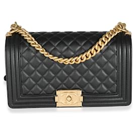 Chanel-Chanel Black Quilted Lambskin Medium Boy Bag-Black