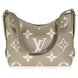 Louis Vuitton-Louis Vuitton Khaki Cream Bicolour Monogram Empreinte CarryAll PM-Green