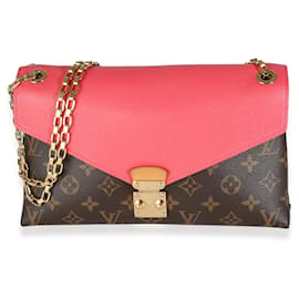 Louis Vuitton-Louis Vuitton Rose Litchi Monogram Canvas Pallas Chain Bag-Brown,Pink