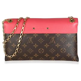 Louis Vuitton-Sac à chaîne Pallas en toile Monogram Rose Litchi de Louis Vuitton-Marron,Rose