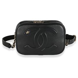 Chanel schwarze Lammleder CC Mania Kamera Hüfttasche Schwarz