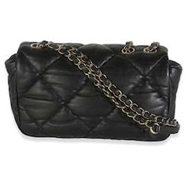 Chanel-Chanel Black Quilted Calfskin Medium Bubbly Flap Bag-Black