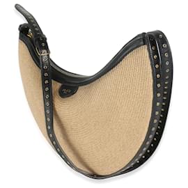 Alaïa-Sac Demi Lune en papier paille noir beige Alaia-Noir,Beige