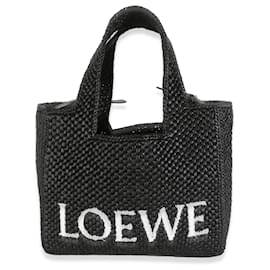 Loewe-Sac tote Loewe en mélange de raphia noir avec logo Loewe-Noir