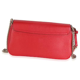 Gucci-Gucci Red Pebbled Calfskin Medium Soho Crossbody Flap Bag-Red