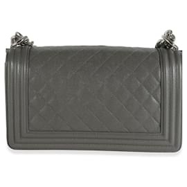 Chanel-Chanel Grey Quilted Caviar Medium Boy Bag-Brown