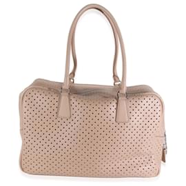 Prada-Sac Bauletto en cuir de veau perforé beige de Prada-Beige