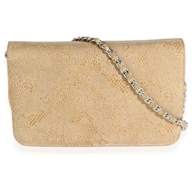 Chanel-Chanel Beige Suede Lace Over Wallet On Chain-Beige