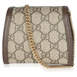 Gucci-Gucci Beige GG Canvas Blondie Medium Chain Wallet-Brown