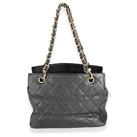 Chanel-Chanel Black Quilted Caviar Petite Timeless Tote-Black