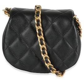 Chanel-Pochette Mini Coco Mail en cuir d'agneau matelassé noir avec chaîne Chanel-Noir