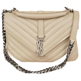 Saint Laurent-College Medium Shoulder Bag-Beige