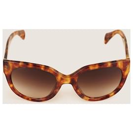 Prada-Oval Frame Sunglasses-Brown