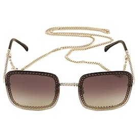 Chanel-Square Chain Sunglasses-Golden