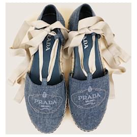 PRADA LACEUP ESPADRILLES BLUE 40