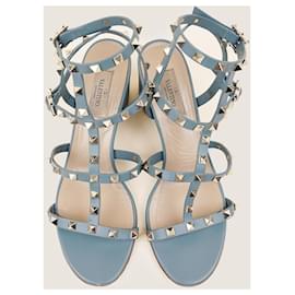 Valentino Garavani-Rockstud Ankle Strap Sandals 39.5-Blue