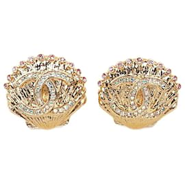 Chanel-Boucles d'oreilles CC Shell-Doré