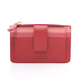 Prada-Prada Saffiano Leather Card Case-Pink,Red