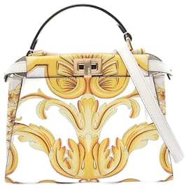 Fendi-Sac à main Fendi x Versace Fendace Peekaboo-Blanc,Jaune