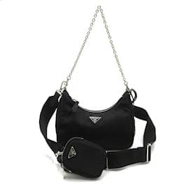 Prada-Prada Black Nylon Shoulder Bag-Black