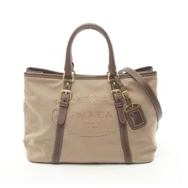 Prada-Sac tote en jacquard avec logo Prada-Marron,Beige