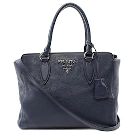 Prada-Prada VITTELO PHENIX Handbag-Navy blue