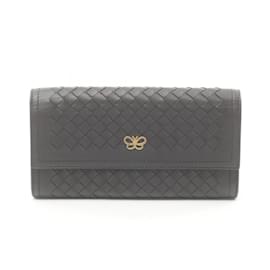 Bottega Veneta-Portefeuille long rond Intrecciato Bottega Veneta-Noir