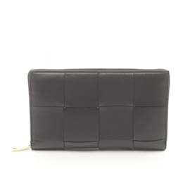 Bottega Veneta-Bottega Veneta Intrecciato Round Long Wallet-Black