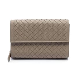 Bottega Veneta-Bottega Veneta Intrecciato Bi-fold Wallet-Beige