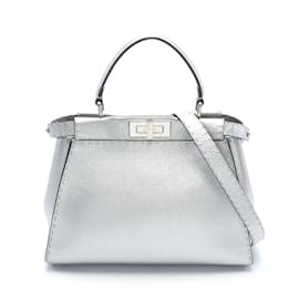 Fendi-Fendi Peekaboo Regular Selleria Handbag-Silvery