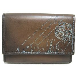 Berluti Acajus Scritto Tri-fold Wallet Brown