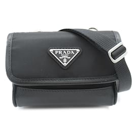 Prada-Prada Black Nylon and Leather Shoulder Bag-Black