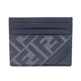 Fendi-Fendi Diagonal Zucca Business Card Case-Navy blue
