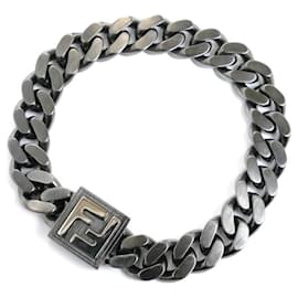 Fendi-Fendi Steel FF Zucca Charm Bracelet-Silvery