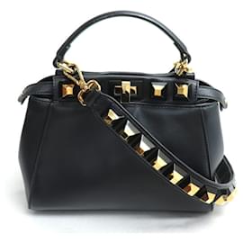 Fendi-Fendi Peekaboo Studded 2-Way Shoulder Bag-Black