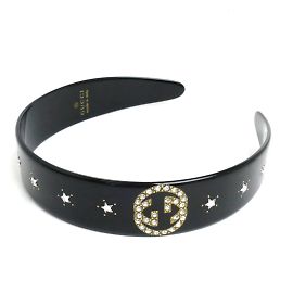 Faixa de cabeça Gucci com G entrelaçado em cristal Preto