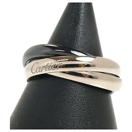 Cartier K18WG White Gold Ceramic Classic Trinity Ring Golden