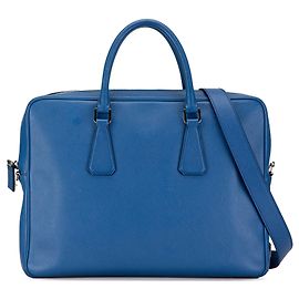 Borsa a tracolla con zip in Saffiano blu Prada Blu
