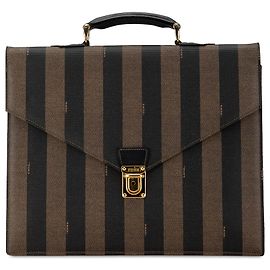 Fendi Brown Pequin Coated Canvas Briefcase Other