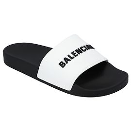 Balenciaga Men's Pool Slide Sandal White Red