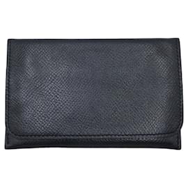 Hermès-Hermes Leather Card Case Black-Black