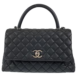Chanel-Chanel Caviar Skin Matelasse Coco Handle 2-Way Handbag-Black